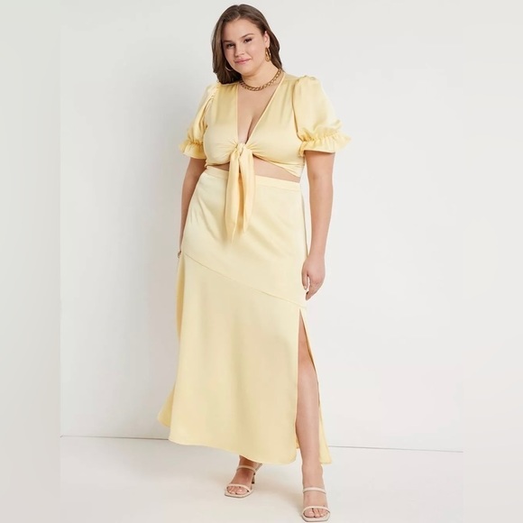 ELOQUII Satin Crop Top & Skirt Set - Picture 7 of 9